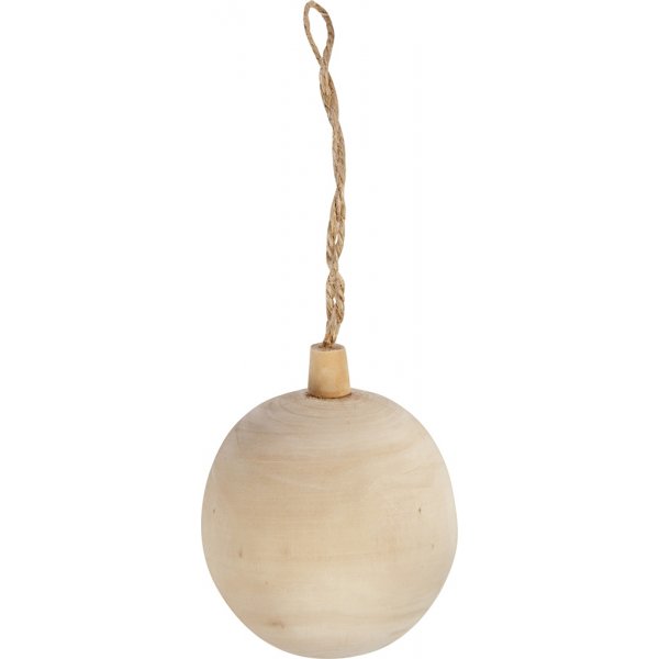Weihnachtskugel aus Holz mit Aufhängung - 6,4 cm Weihnachtskugel aus Holz mit Aufhängung - 6,4 cm