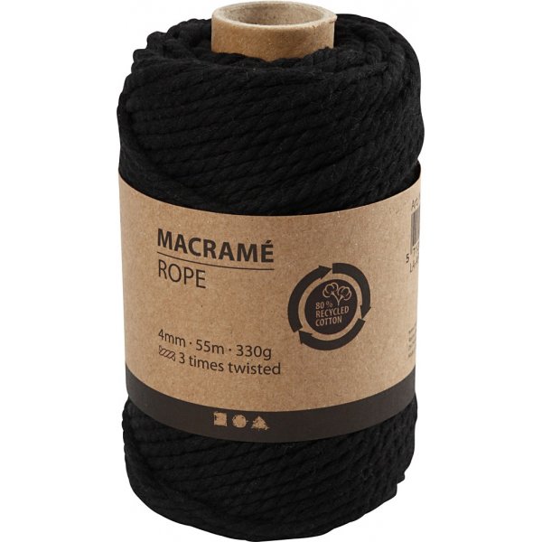 Makrameegarn - Schwarz - Ø4 mm - 55 m Makrameegarn - Schwarz - Ø4 mm - 55 m