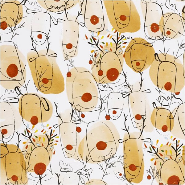 Geschenkpapier - Beige - Rot - Rentier - 5 m Geschenkpapier - Beige - Rot - Rentier - 5 m