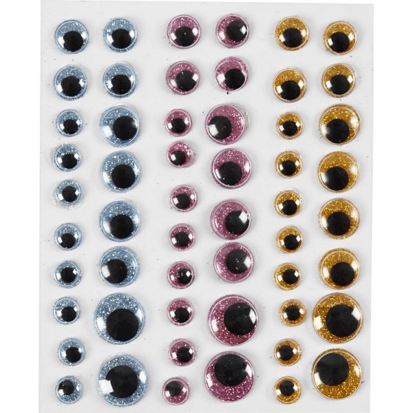 Augenroller - Hellblau - Gold - Hellrot - 54 Stk