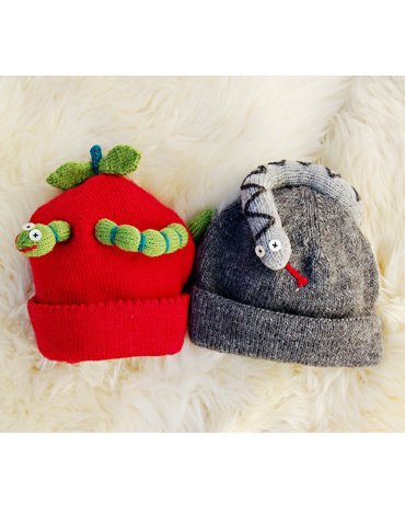 Strickanleitung - Strickjacke und Pullover sowie Apfelmütze mit Raupe und Mütze mit Schlange Strickanleitung - Strickjacke und Pullover sowie Apfelmütze mit Raupe und Mütze mit Schlange