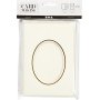 Passepartoutkarte mit Umschlag - gebrochenes Wei - oval mit Goldrand - 10 Sets