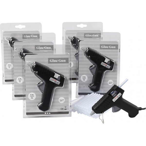 Heißklebepistolen mit Kleber -130 °C - Niedrige Temperatur - Set mit 6 Pistolen und 200 Klebesticks Heißklebepistolen mit Kleber -130 °C - Niedrige Temperatur - Set mit 6 Pistolen und 200 Klebesticks