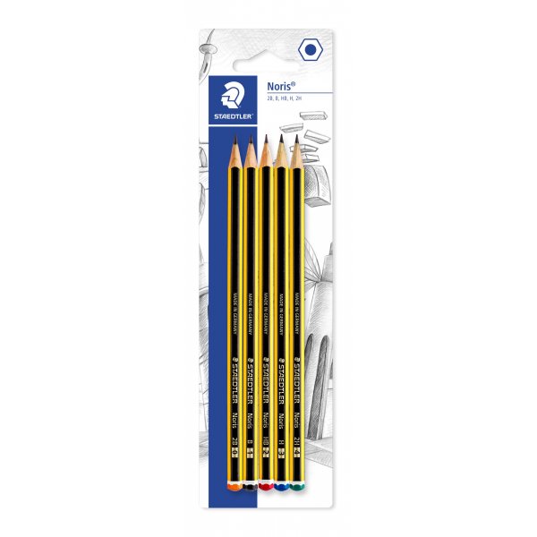 Noris Bleistift - 2B, HB, 2H (5 Bleistifte)