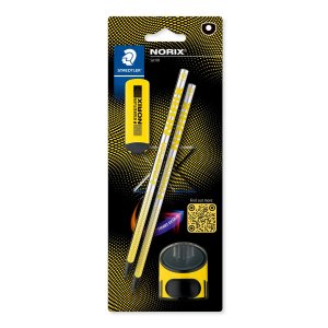 NORIX HB-Bleistifte mit Radiergummi und Anspitzer - 2er-Pack