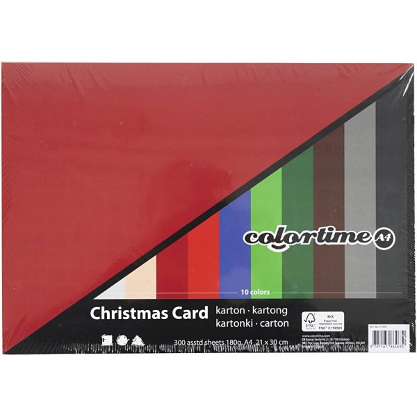 Weihnachtskarton - gemischte Farben - A4 - 300 Blatt Weihnachtskarton - gemischte Farben - A4 - 300 Blatt