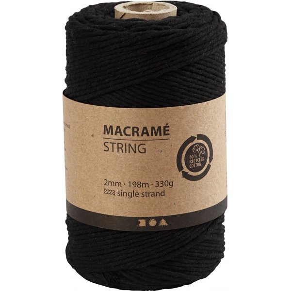 Makramee-Garn - Schwarz - Ø2 mm - 198 m Makramee-Garn - Schwarz - Ø2 mm - 198 m