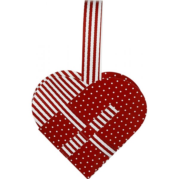 Bastelset - Geflochtene Herzen - rot/weißes Muster - 8-tlg Bastelset - Geflochtene Herzen - rot/weißes Muster - 8-tlg