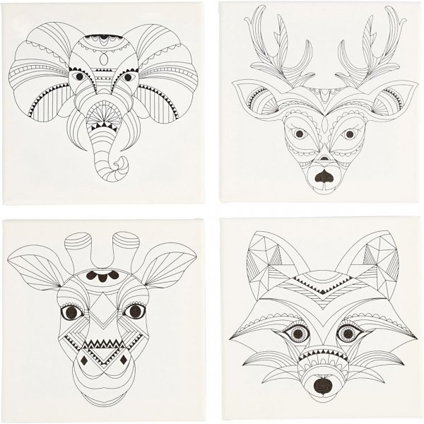 Leinwand mit Druck - Wei - Tiere - 4 Stk