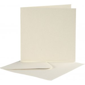 Postkarte mit Umschlag - gebrochenes Weiß - 12,5 x 12,5 cm - 10 Stk Postkarte mit Umschlag - gebrochenes Weiß - 12,5 x 12,5 cm - 10 Stk