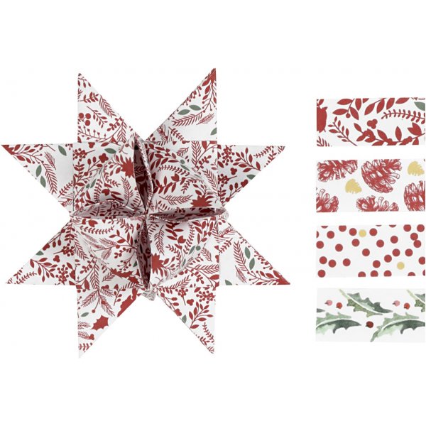 Sternstreifen - rot - weiß - Ø6,5+11,5 cm, 48 Streifen Sternstreifen - rot - weiß - Ø6,5+11,5 cm, 48 Streifen