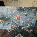 Kundenbild Wachstuch Blumen & Vogel - Blau