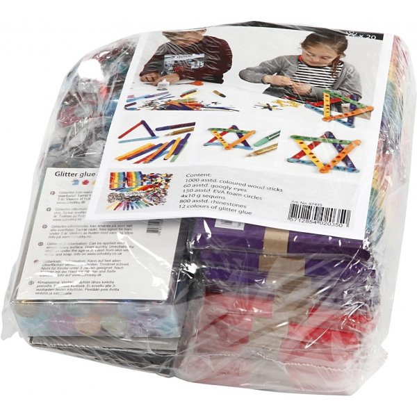 Glitzer und Holzstbchen - gemischte Farben