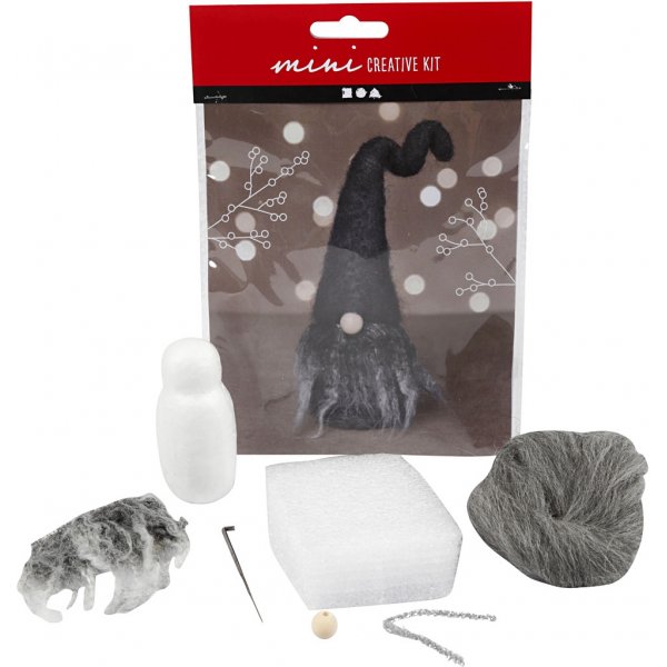 Mini-DIY-Kit - grau meliert - Weihnachtsmann Mini-DIY-Kit - grau meliert - Weihnachtsmann
