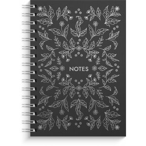 Notizbuch A5, silberfarben, mit Blumenmuster, Spiralbindung Notizbuch A5, silberfarben, mit Blumenmuster, Spiralbindung