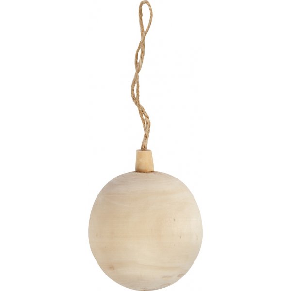 Weihnachtskugel aus Holz mit Aufhängung - 6,4 cm Weihnachtskugel aus Holz mit Aufhängung - 6,4 cm