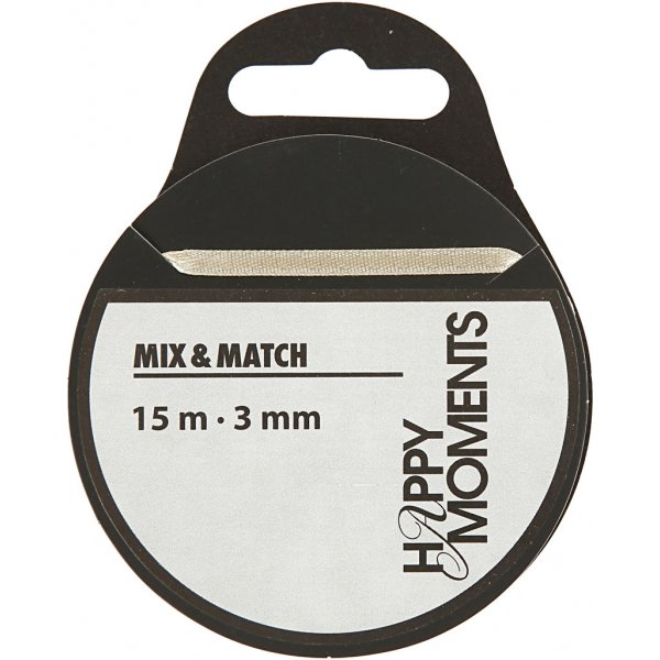 Satinband - gebrochenes Weiß - B3 mm - 15 m Satinband - gebrochenes Weiß - B3 mm - 15 m