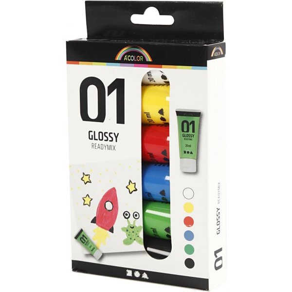 Schulfarbe - Acryl - Standardfarben - glänzend - 6 x 20 ml Schulfarbe - Acryl - Standardfarben - glänzend - 6 x 20 ml