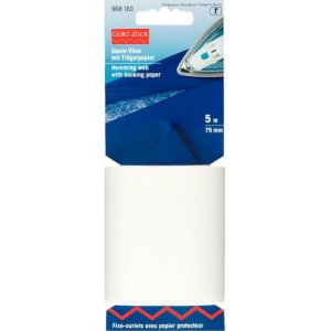 Saumfixierung mit Trägerpapier 75mm weiß 5m Saumfixierung mit Trägerpapier 75mm weiß 5m