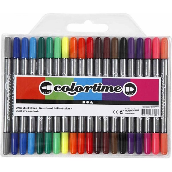 Colortime Doppelmarker - Standardfarben - 20 Stk Colortime Doppelmarker - Standardfarben - 20 Stk