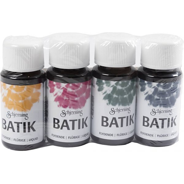 Batikfarbe - Marineblau - Grün - Rosa - Maisgelb - 4x50 ml Batikfarbe - Marineblau - Grün - Rosa - Maisgelb - 4x50 ml