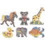 Perlenteller - Ente - Elefant - Giraffe - Br - Pferd und Fisch - 6 Stk