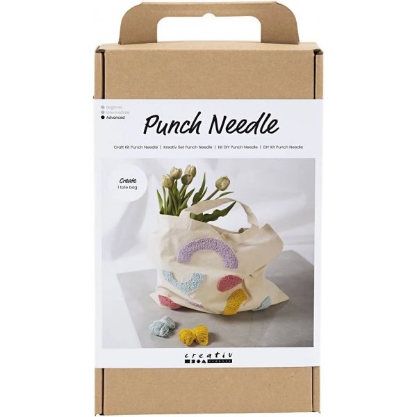DIY Kit Punch Needle, Pastellfarben, Textilbeutel