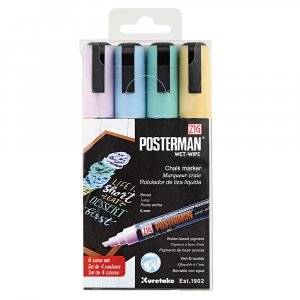 Filzstift ZIG Posterman Wet-Wipe 6mm 4 St�ck Pastell
