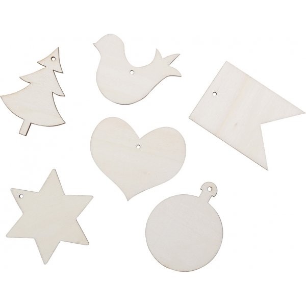 Holzfiguren - Weihnachtsmotiv - 24 Stk Holzfiguren - Weihnachtsmotiv - 24 Stk