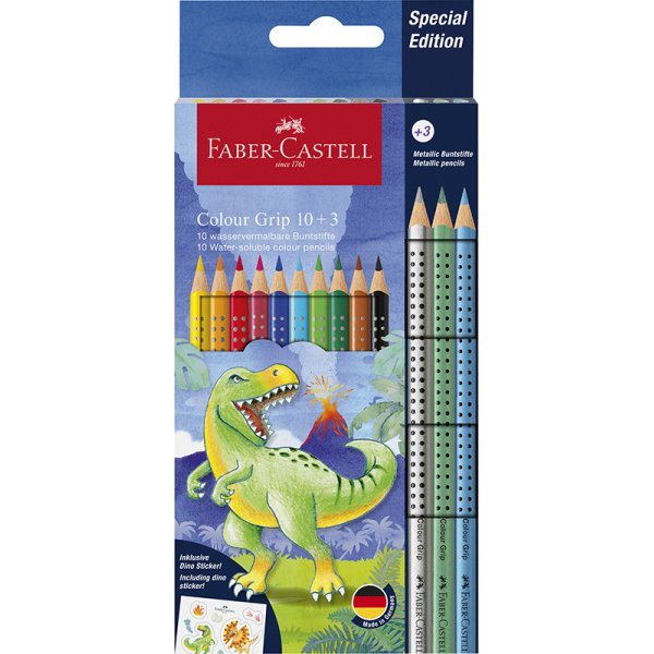 Farbstiftset - Faber-Castell - Redline CP Color Grip - Dinosaurie 10+3