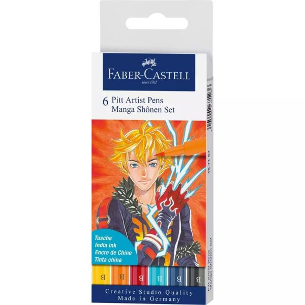 Zeichenstiftset PITT Artist Brush Manga Shonen - 6 Stifte