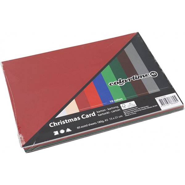 Weihnachtskarton - gemischte Farben - A5 - 60 Blatt Weihnachtskarton - gemischte Farben - A5 - 60 Blatt