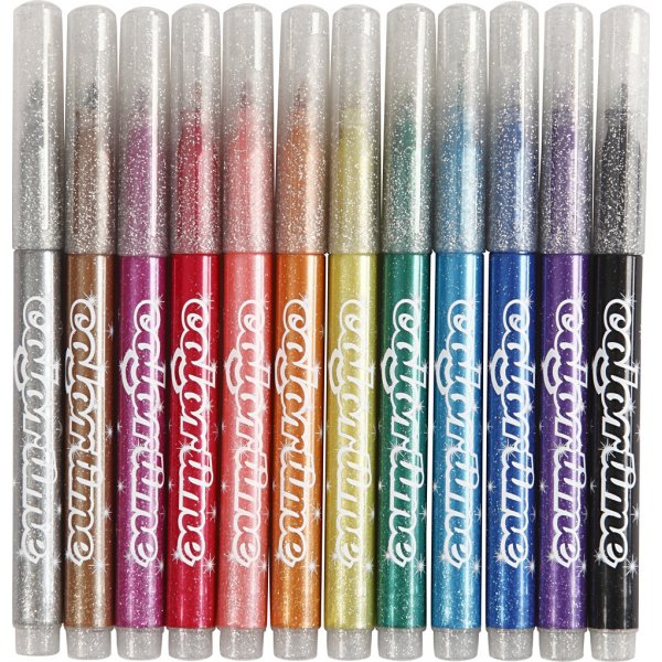 Colortime Glitzermarker - gemischte Farben - 2 mm - 12 Stk Colortime Glitzermarker - gemischte Farben - 2 mm - 12 Stk