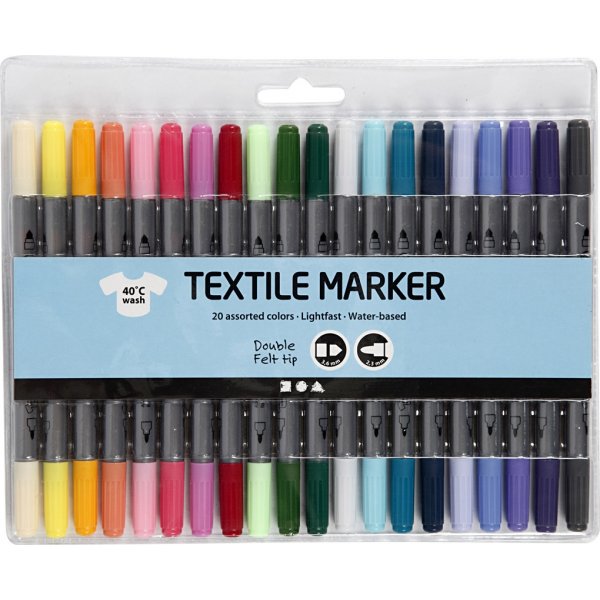 Textilmarker - Komplementärfarben - 20 Stk Textilmarker - Komplementärfarben - 20 Stk