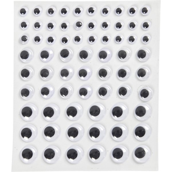 Bewegliche Augen - weiß - selbstklebend - Ø8+12+14 mm - 69 Stk Bewegliche Augen - weiß - selbstklebend - Ø8+12+14 mm - 69 Stk