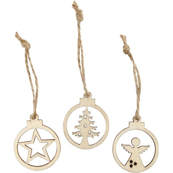 Holzornamente - Weihnachtsthema - 24 Stk Holzornamente - Weihnachtsthema - 24 Stk