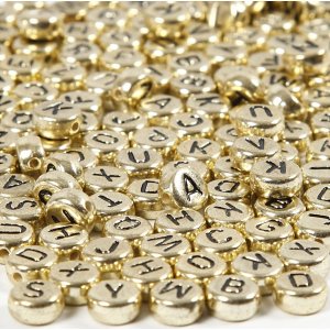 Buchstabenperlen - Gold - Ø7 mm - ca. 200 Stk Buchstabenperlen - Gold - Ø7 mm - ca. 200 Stk