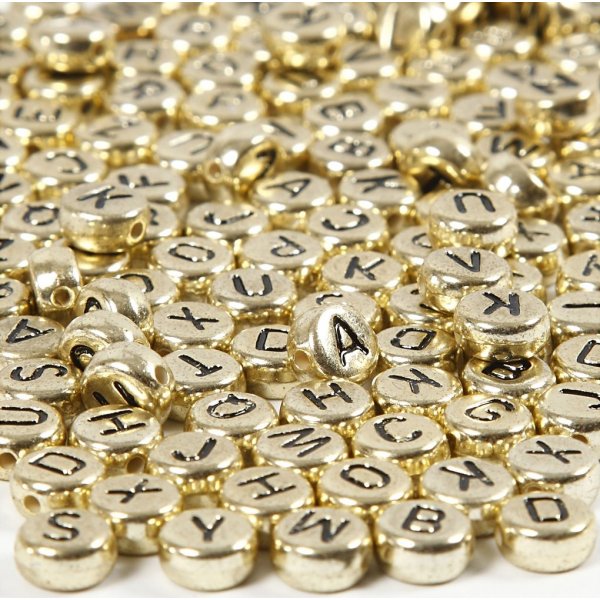 Buchstabenperlen - Gold - 7 mm - ca. 200 Stk