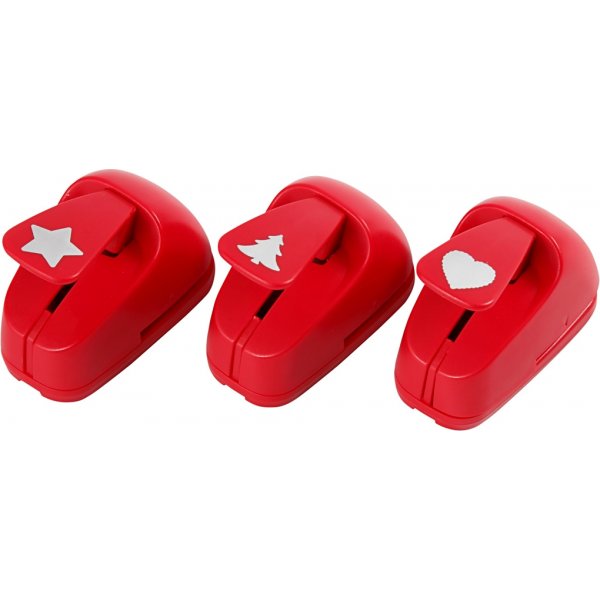 Papierstanzer - Rot - Stern - Herz - Weihnachtsbaum - 3 Stk Papierstanzer - Rot - Stern - Herz - Weihnachtsbaum - 3 Stk