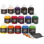 Schulfarbe - Acryl - Set mit Pinseln - gemischte Farben - glnzend