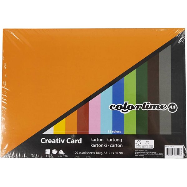 Kreativkarton - gemischte Farben - A4 - 12x10 Stk Kreativkarton - gemischte Farben - A4 - 12x10 Stk