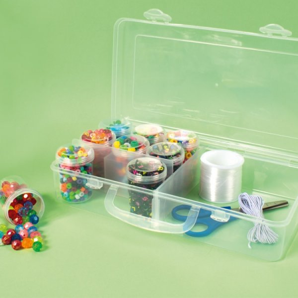 Aufbewahrungsbox 26 x 13 x 6 cm, 2 Fächer mit 9 runden Gläsern Aufbewahrungsbox 26 x 13 x 6 cm, 2 Fächer mit 9 runden Gläsern