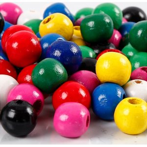 Holzperlen - rund - gemischte Farben - 22 g Holzperlen - rund - gemischte Farben - 22 g