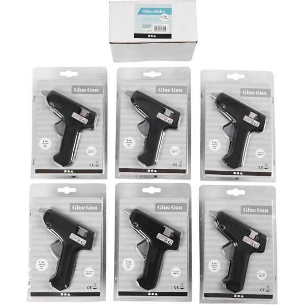 Heißklebepistolen mit Kleber -130 °C - Niedrige Temperatur - Set mit 6 Pistolen und 200 Klebesticks Heißklebepistolen mit Kleber -130 °C - Niedrige Temperatur - Set mit 6 Pistolen und 200 Klebesticks