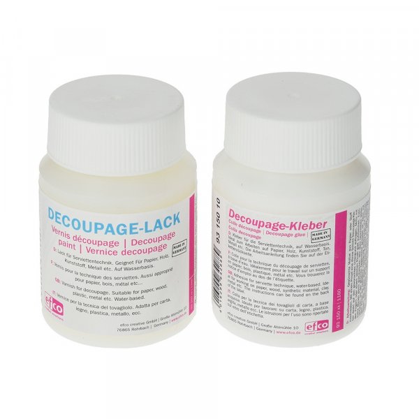 Decoupage-Set - 2 x 100 ml, 1 x Kleber, 1 x Lack Decoupage-Set - 2 x 100 ml, 1 x Kleber, 1 x Lack