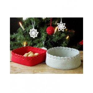 Häkelanleitung - Gehäkeltes Tischset, Serviettenring, runder und quadratischer Korb, Christbaumschmuck Häkelanleitung - Gehäkeltes Tischset, Serviettenring, runder und quadratischer Korb, Christbaumschmuck