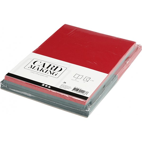 Karten und Umschläge - Grün und Rot - 11,5 x 16,5 cm - 50 Sets Karten und Umschläge - Grün und Rot - 11,5 x 16,5 cm - 50 Sets