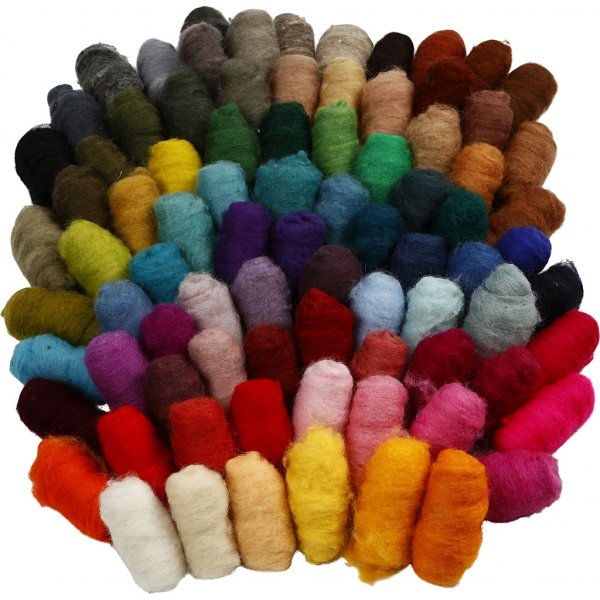 Kardierte Wolle - 86 x 10 g Kardierte Wolle - 86 x 10 g