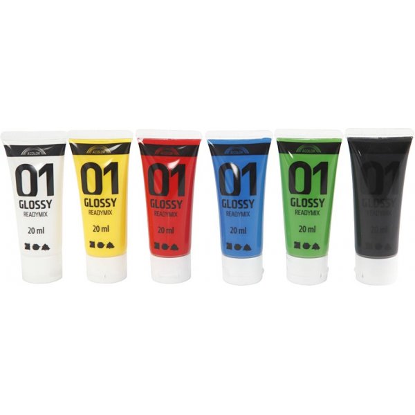 Schulfarbe - Acryl - Standardfarben - glänzend - 6 x 20 ml Schulfarbe - Acryl - Standardfarben - glänzend - 6 x 20 ml