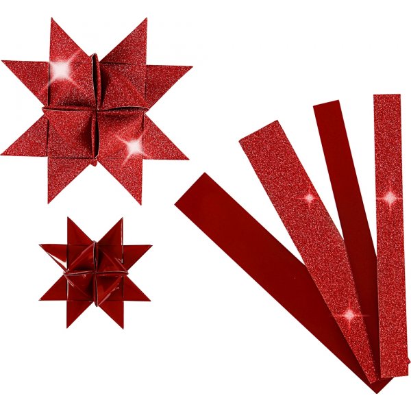 Sternstreifen - Rot - Glitzer, Lack - Ø6,5+11,5 cm - 40 Streifen Sternstreifen - Rot - Glitzer, Lack - Ø6,5+11,5 cm - 40 Streifen
